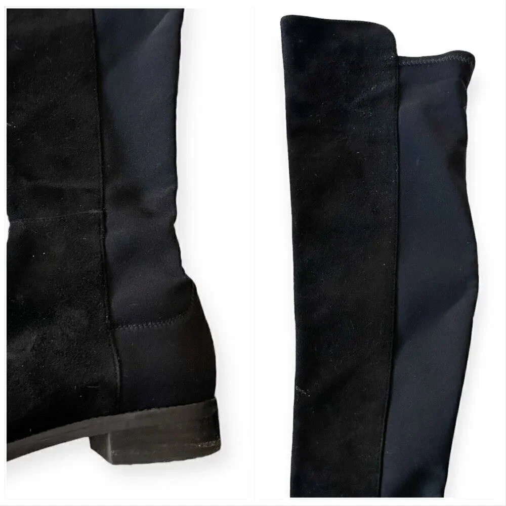 Stuart Weitzman‎ Over the Knee Black Suede/Stretch 50/50 Boots, Size 6M